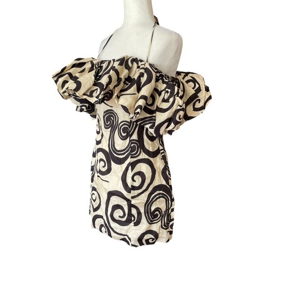 NWT Anthropologie The Wolf Gang Mirador Tan Linen Mini Dress Swirl SZ 6 - Picture 11 of 16